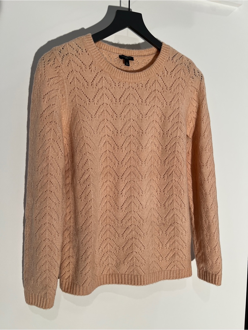 Talbots Peach Openwork Chevron Crewneck Sweater